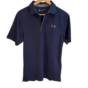 Under Armour Men’s Tech Polo Shirt Navy Blue Sz Small Loose Fit Performance Golf